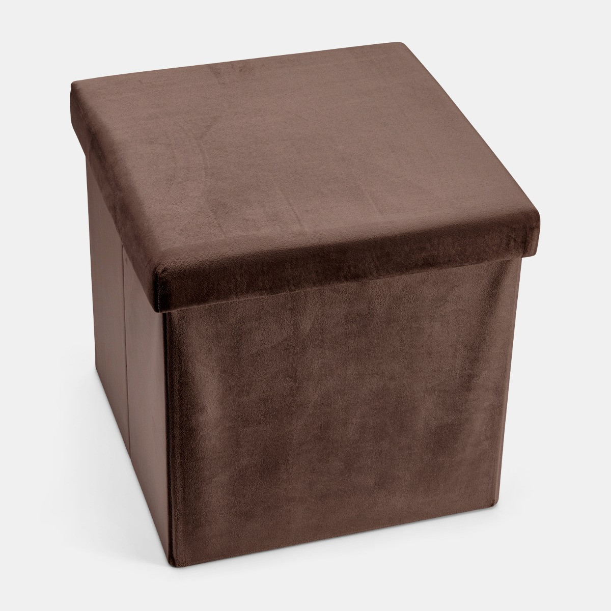 OHS Matte Velvet Foldable Cube Storage Ottoman - Chocolate>
