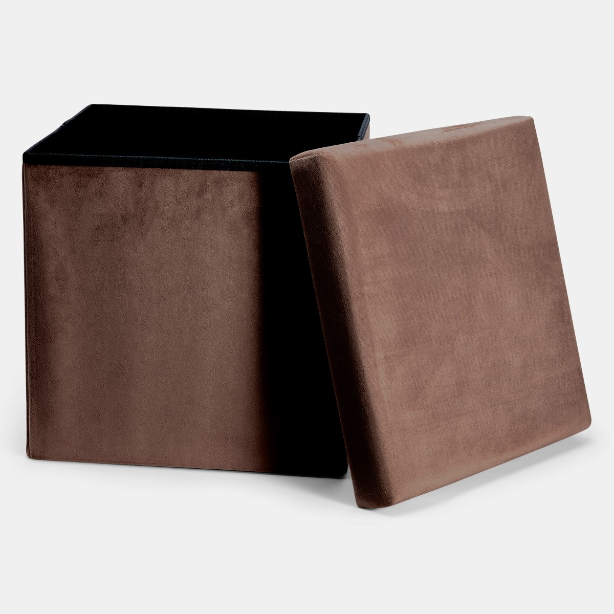 OHS Matte Velvet Foldable Cube Storage Ottoman - Chocolate>
