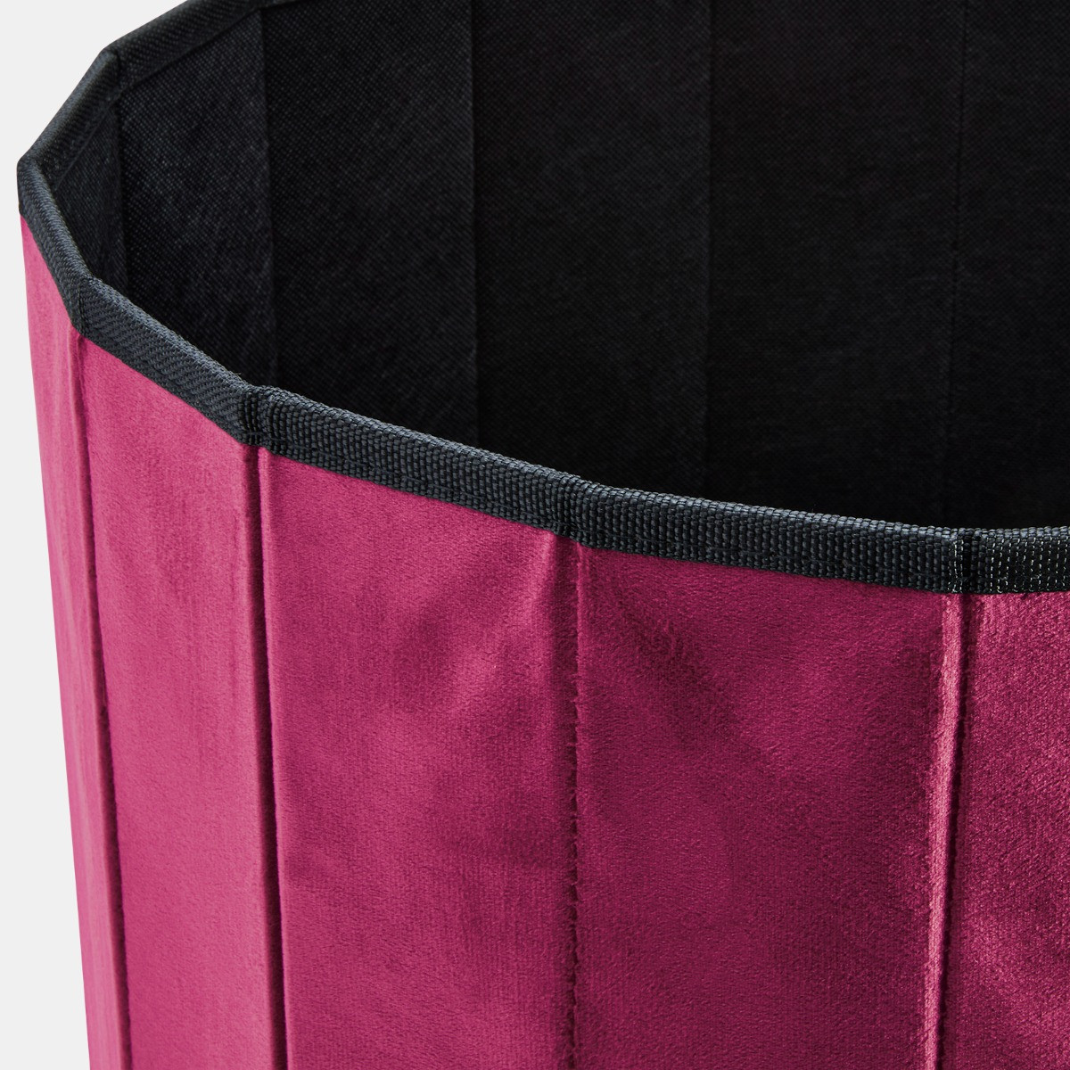 OHS Matte Velvet Foldable Round Storage Ottoman - Berry>