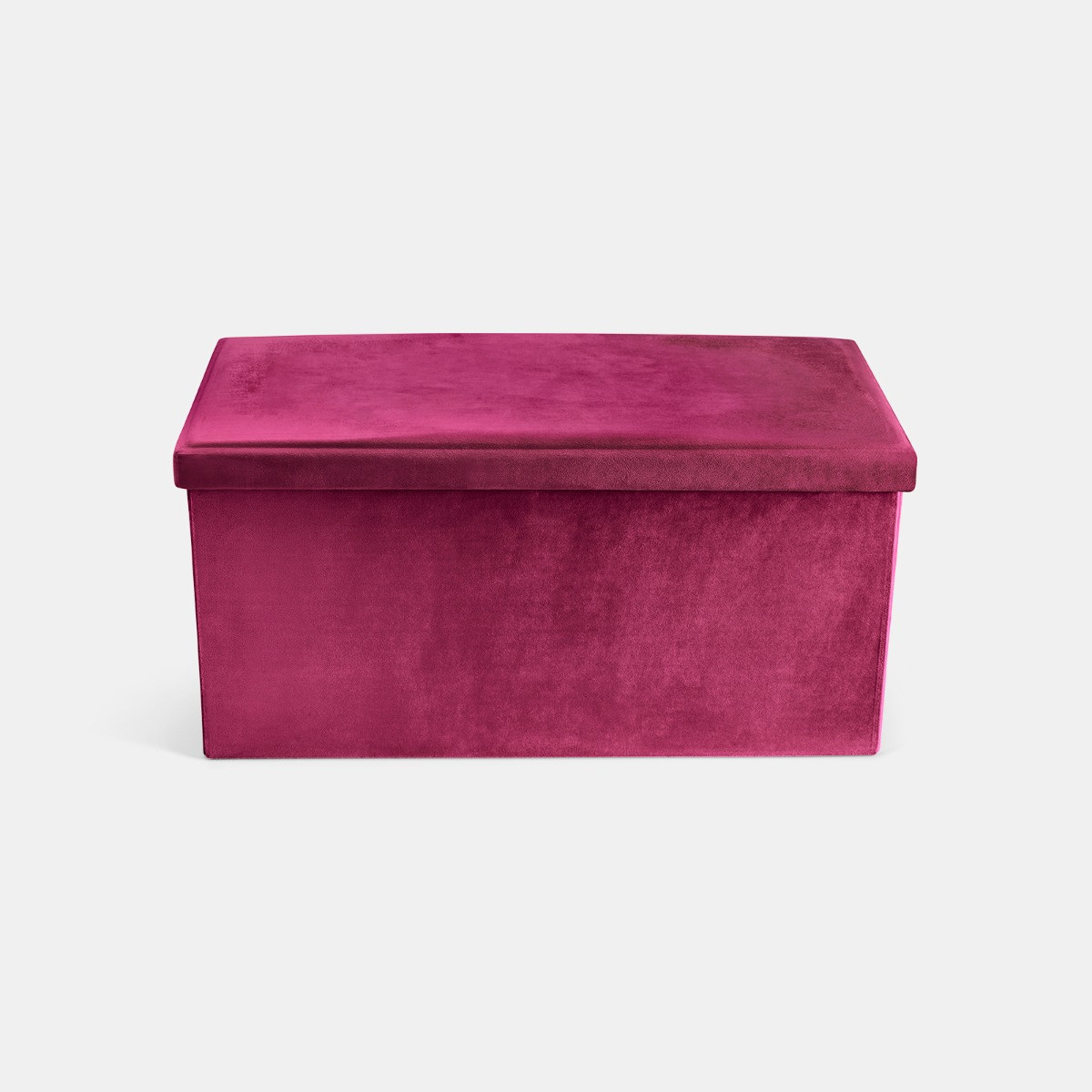 OHS Matte Velvet Foldable Rectangle Storage Ottoman - Berry>