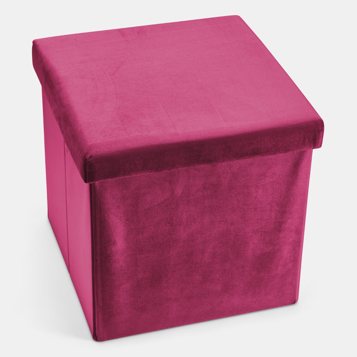 OHS Matte Velvet Foldable Cube Storage Ottoman - Berry>