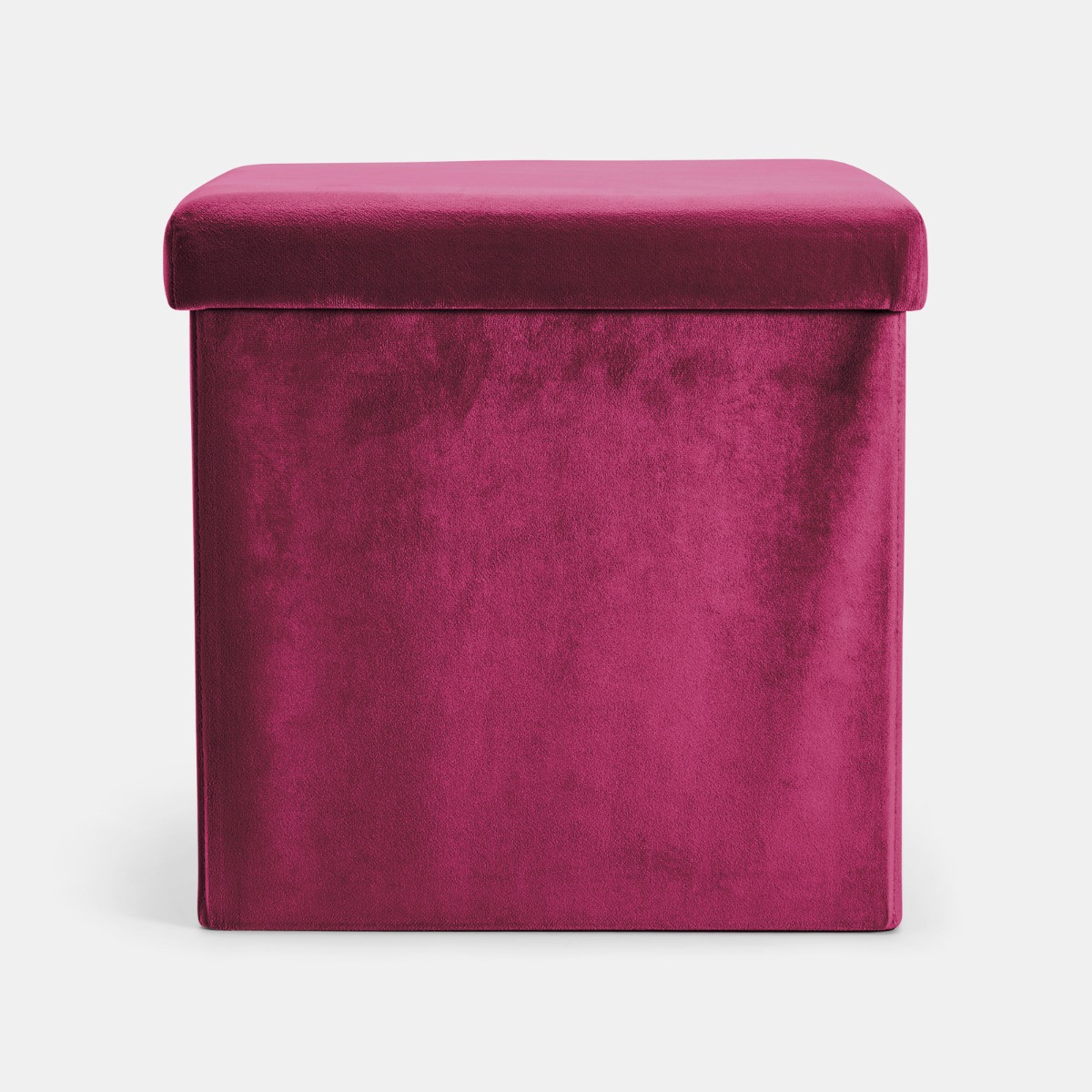 OHS Matte Velvet Foldable Cube Storage Ottoman - Berry>
