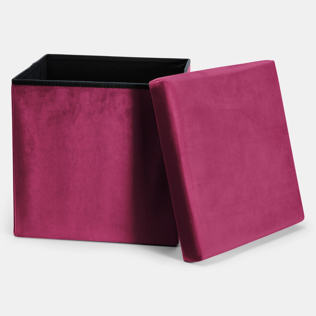 OHS Matte Velvet Foldable Cube Storage Ottoman - Berry>
