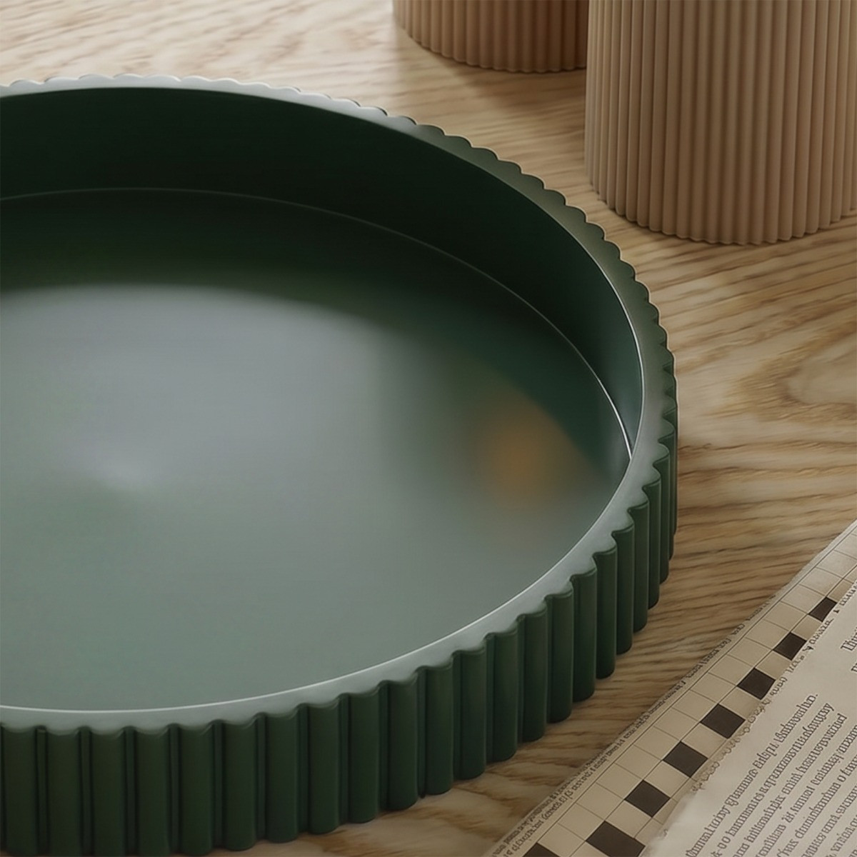 OHS Round Ribbed Tray - Deep Forest Green>