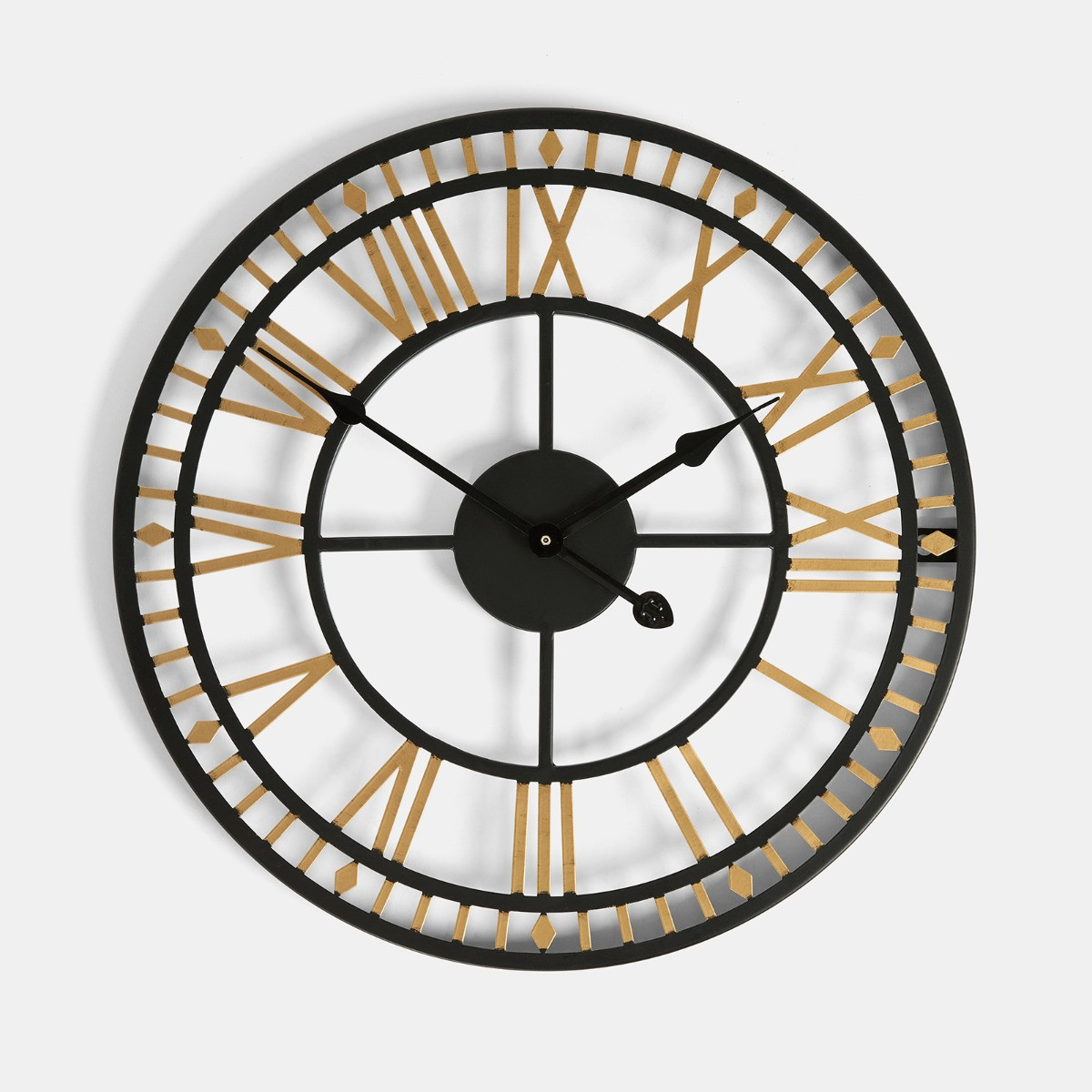 OHS Skeleton Wall Clock - Black/Gold>