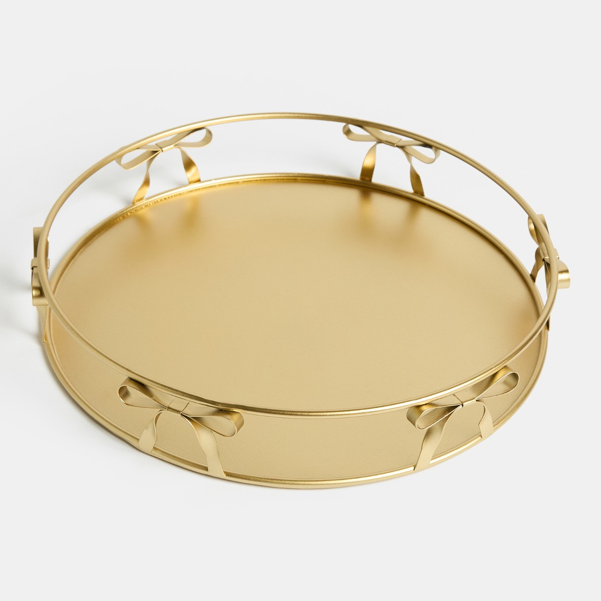 OHS Bow Round Metal Tray - Gold>