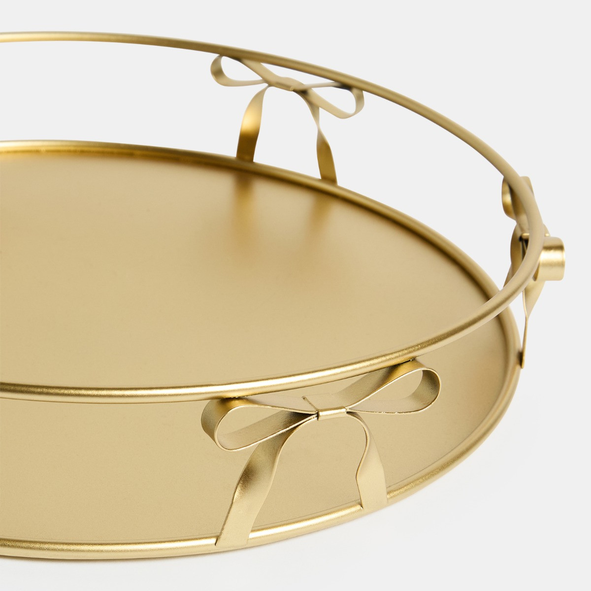 OHS Bow Round Metal Tray - Gold>
