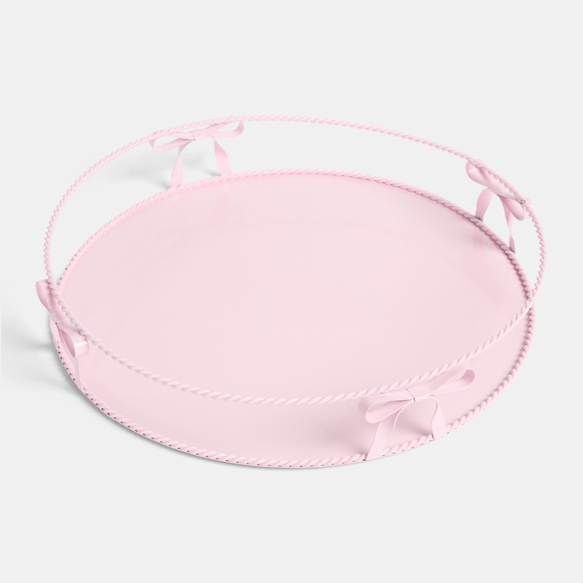 OHS Bow Round Metal Tray - Pink>