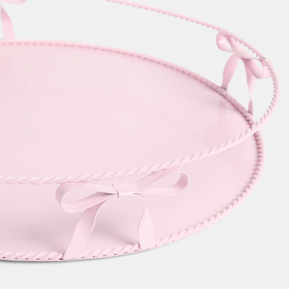 OHS Bow Round Metal Tray - Pink>