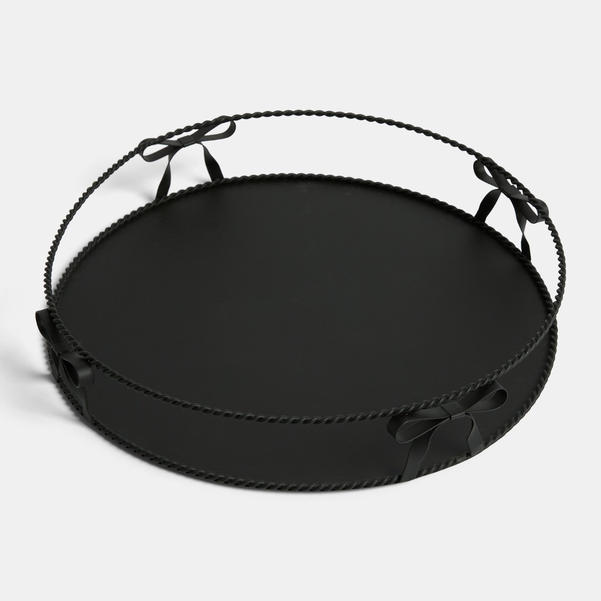 OHS Bow Round Metal Tray - Black>