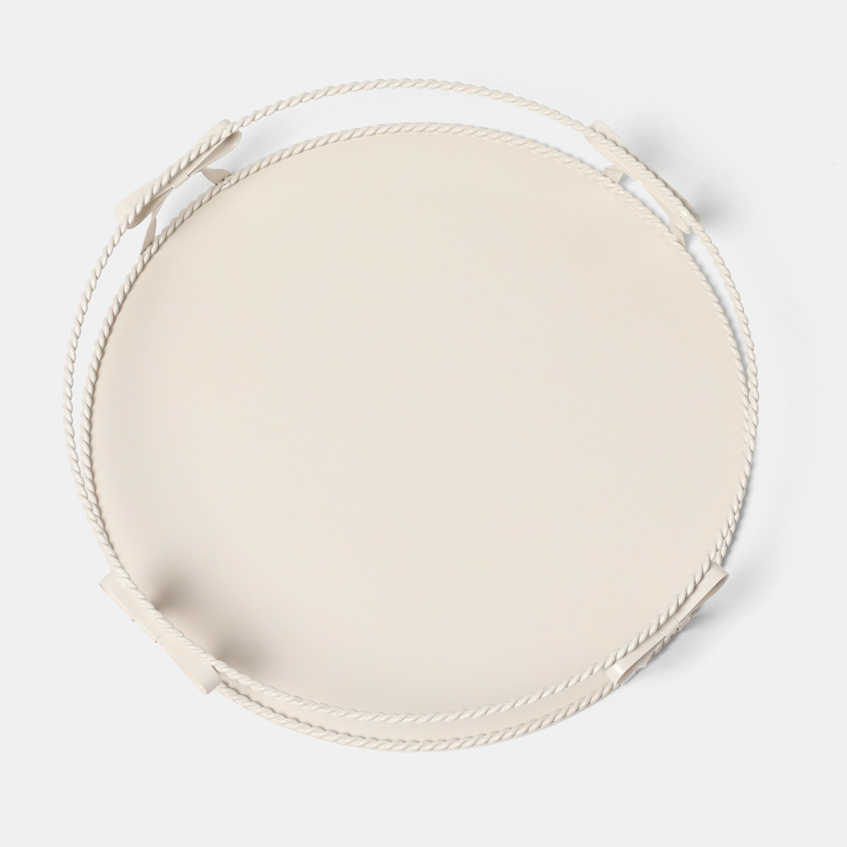 OHS Bow Round Metal Tray - Cream>