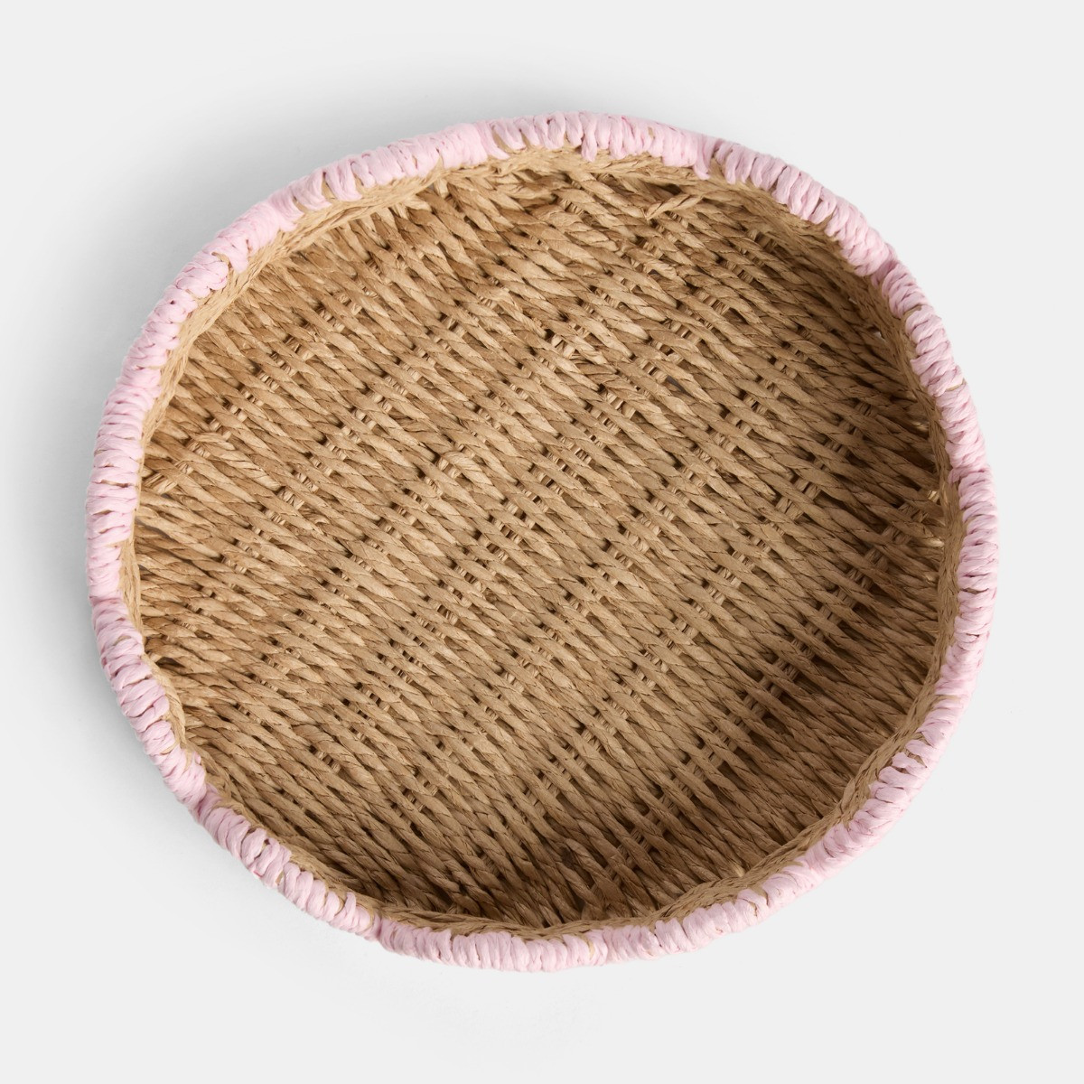 OHS Scalloped Trim Seagrass Tray - Natural/Pink>