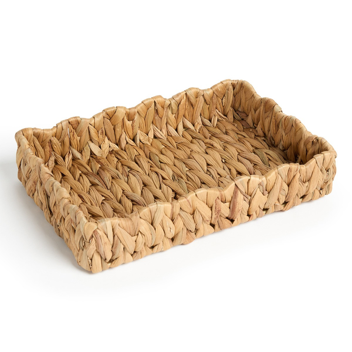 OHS Rectangle Scallop Edge Seagrass Tray - Natural>