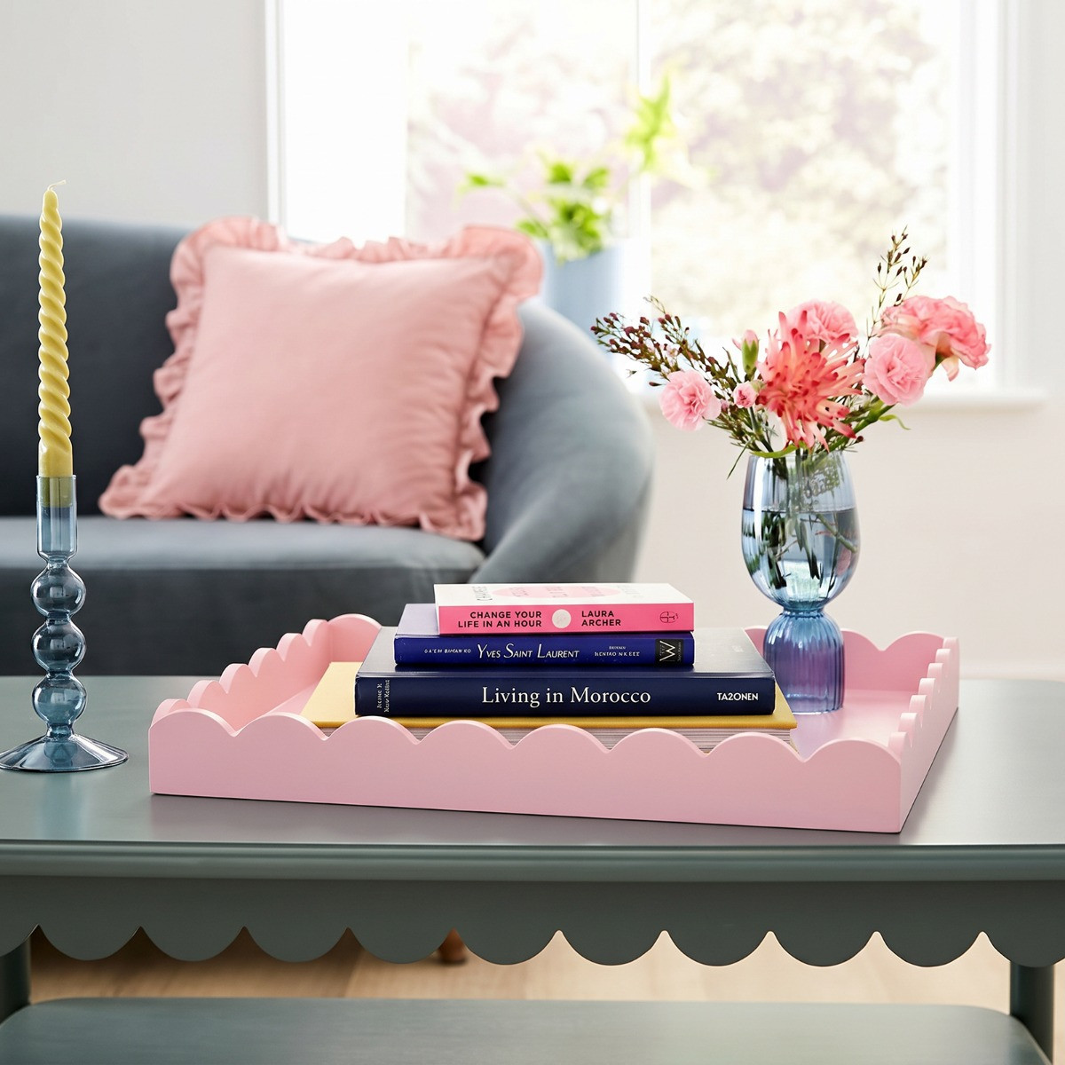 OHS Rectangle Scallop Tray - Pale Pink>