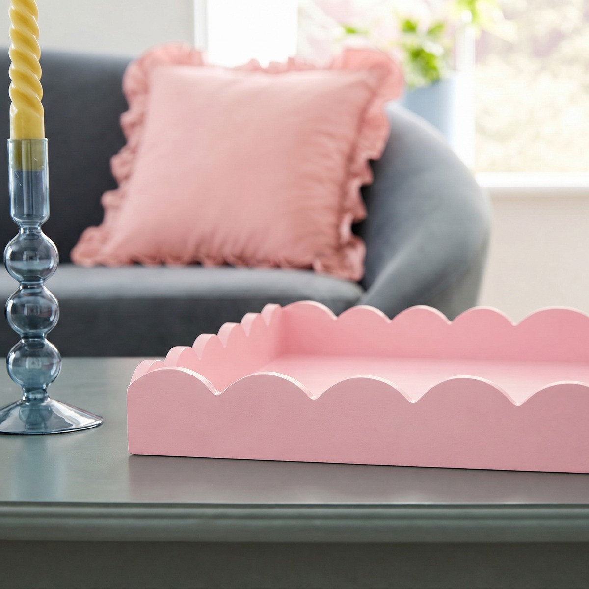 OHS Rectangle Scallop Tray - Pale Pink>