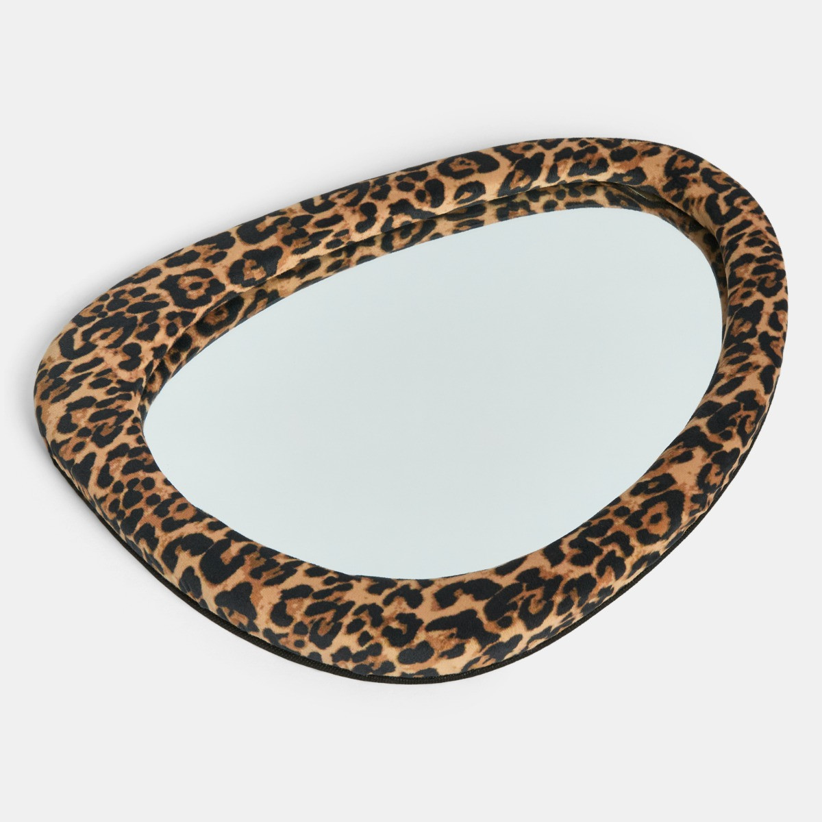 OHS Leopard Matte Velvet Irregular Mirror - Brown>