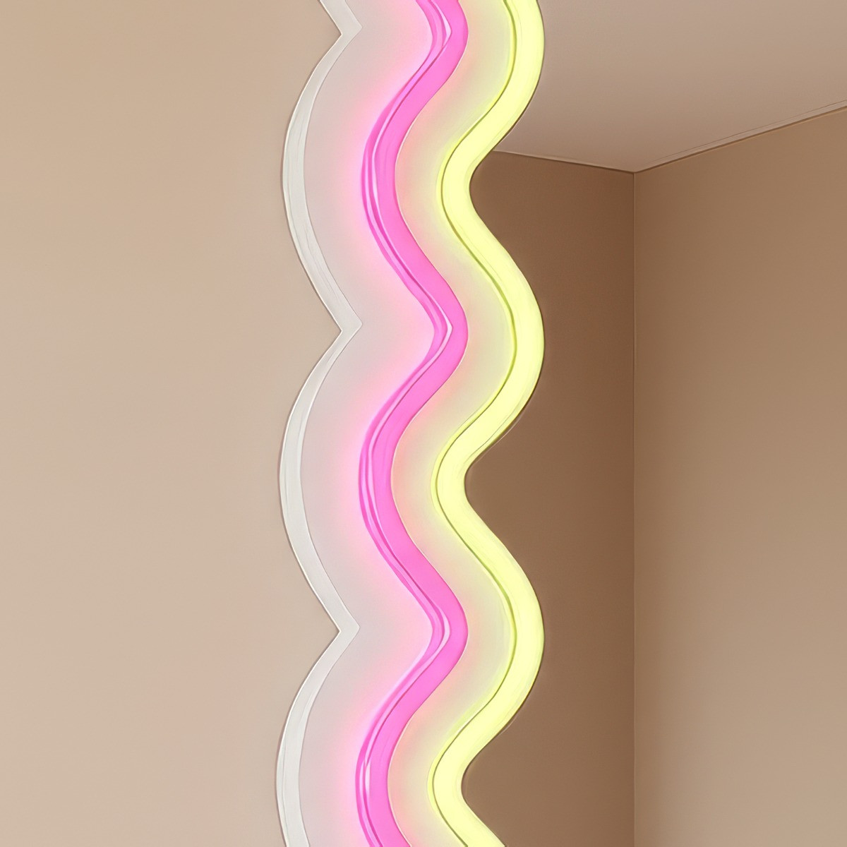 OHS Wavy LED Wall Mirror - Multi>