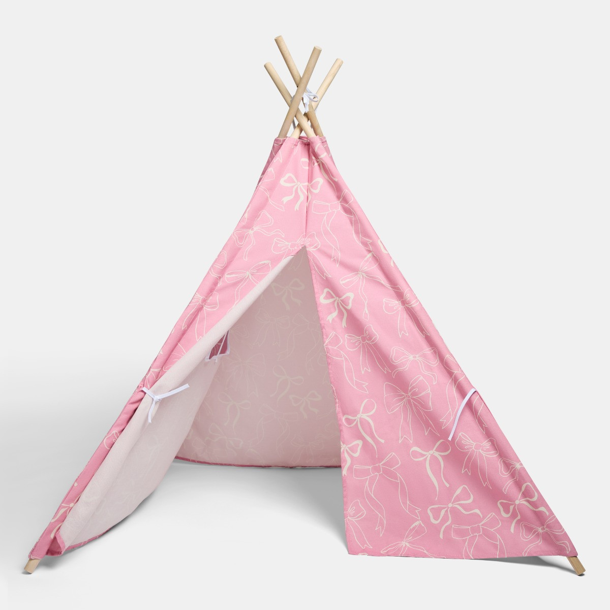 OHS Bow Print Foldable Kid's Storage Teepee - Blush>