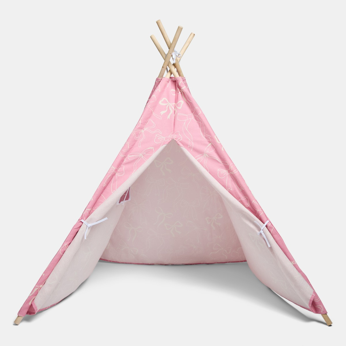 OHS Bow Print Foldable Kid's Storage Teepee - Blush>