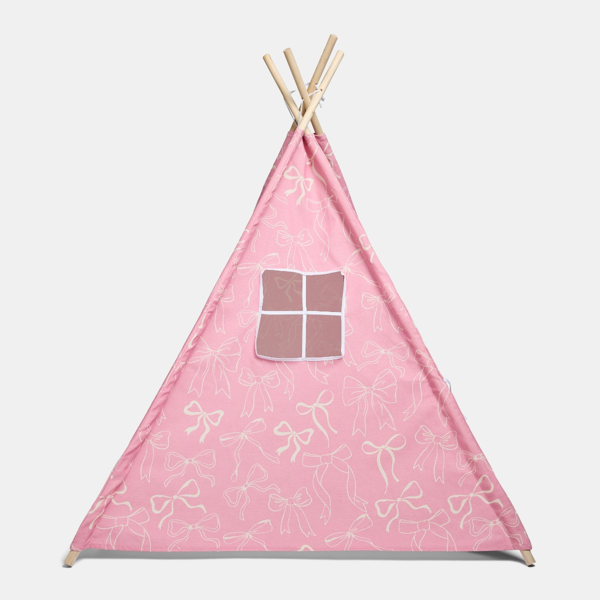 OHS Bow Print Foldable Kid's Storage Teepee - Blush>