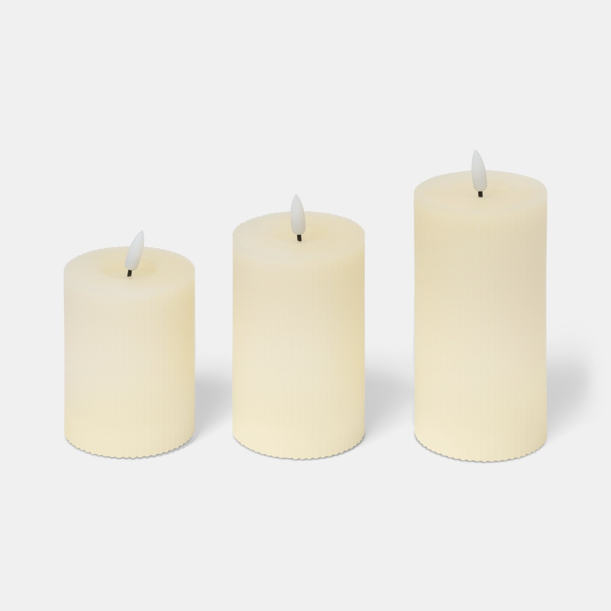 OHS LED Ribbed Candles, Cream - 3 Pack>