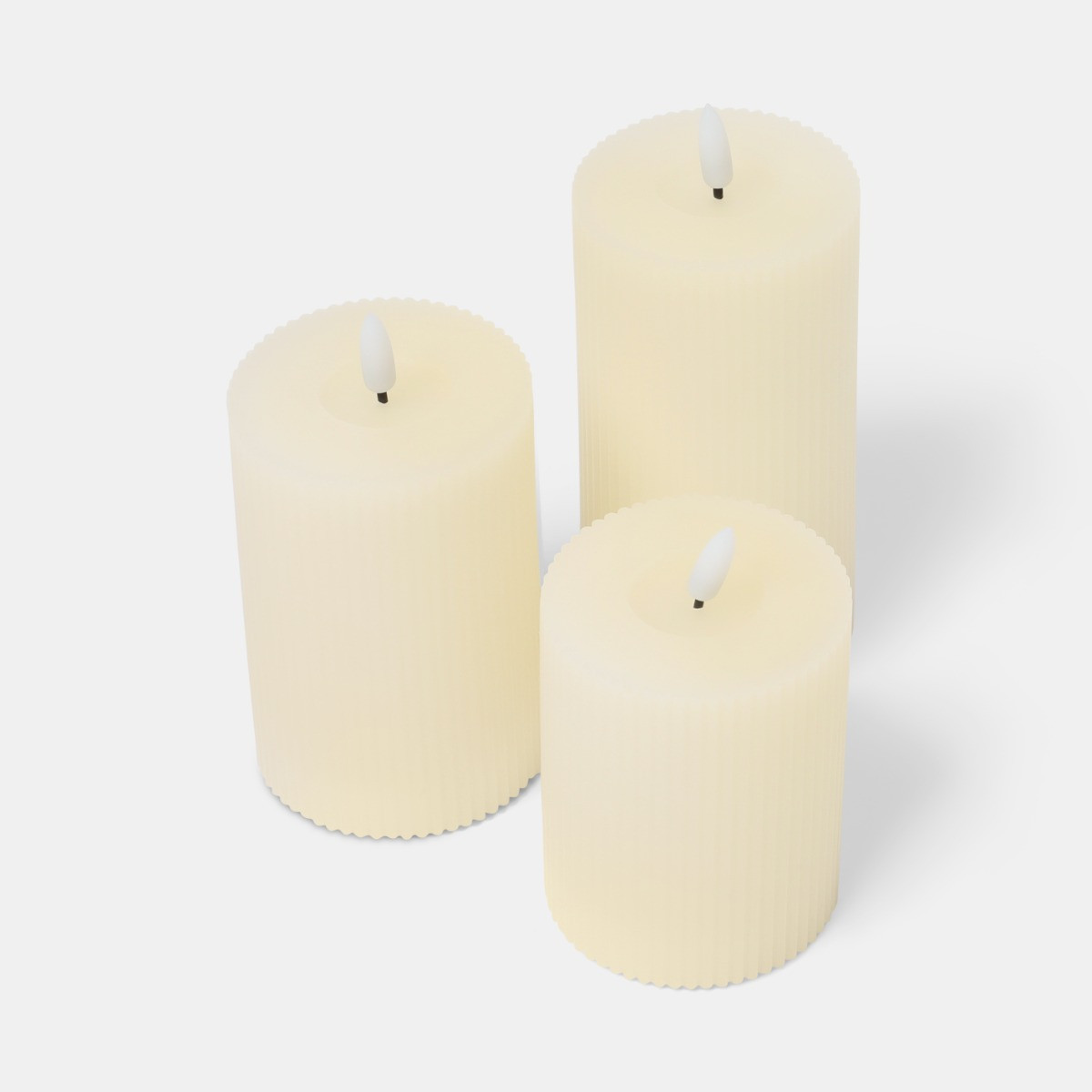 OHS LED Ribbed Candles, Cream - 3 Pack>