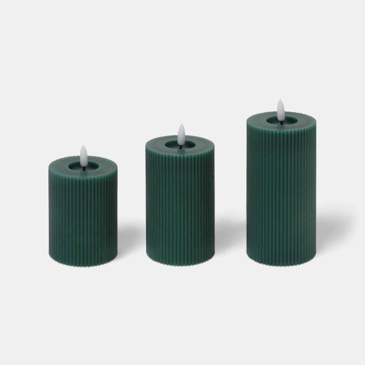 OHS LED Ribbed Candles, Woodland Green - 3 Pack>