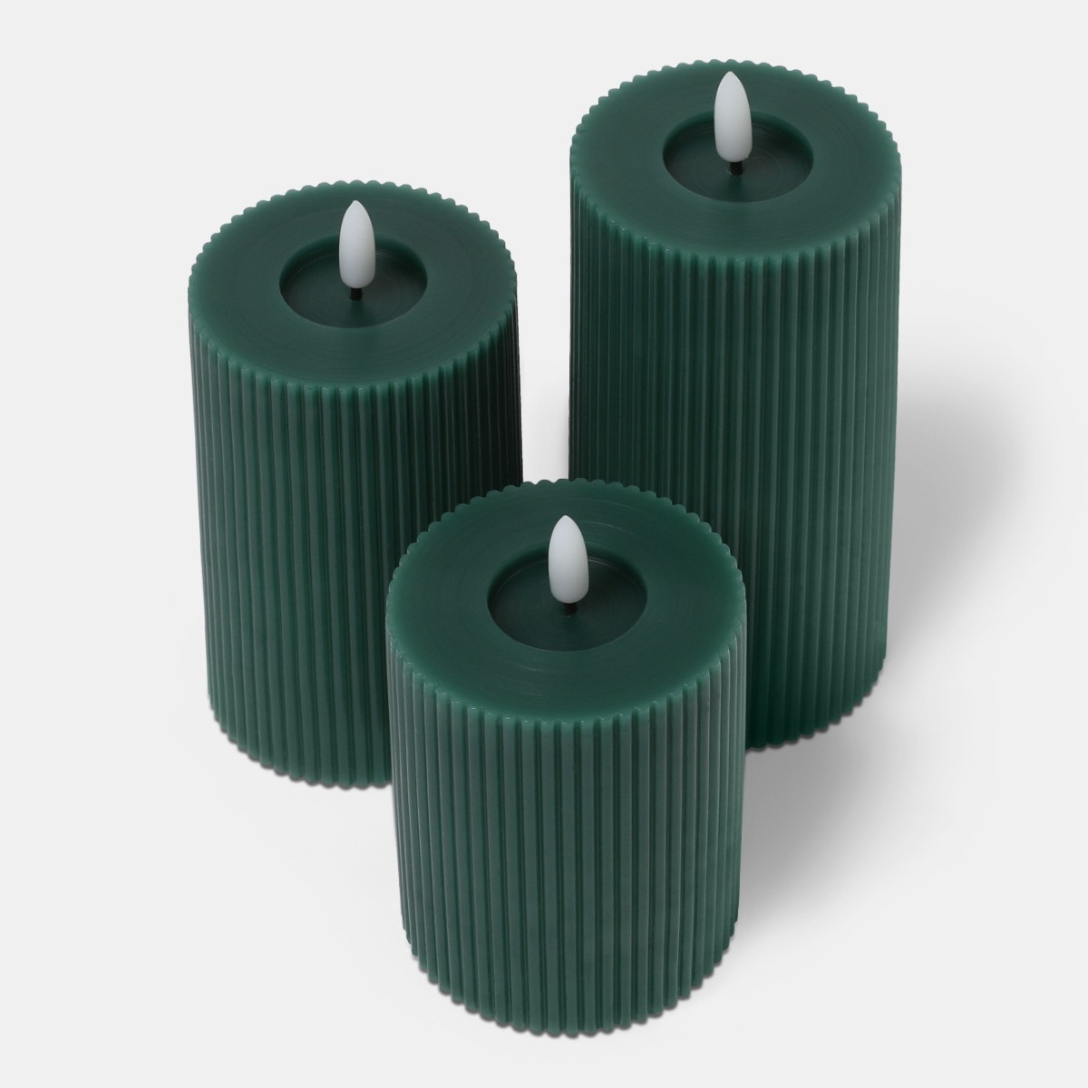 OHS LED Ribbed Candles, Woodland Green - 3 Pack>