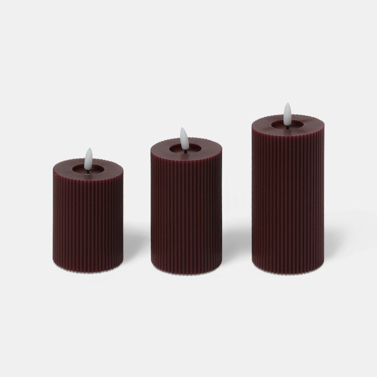 OHS LED Ribbed Candles, Berry - 3 Pack>