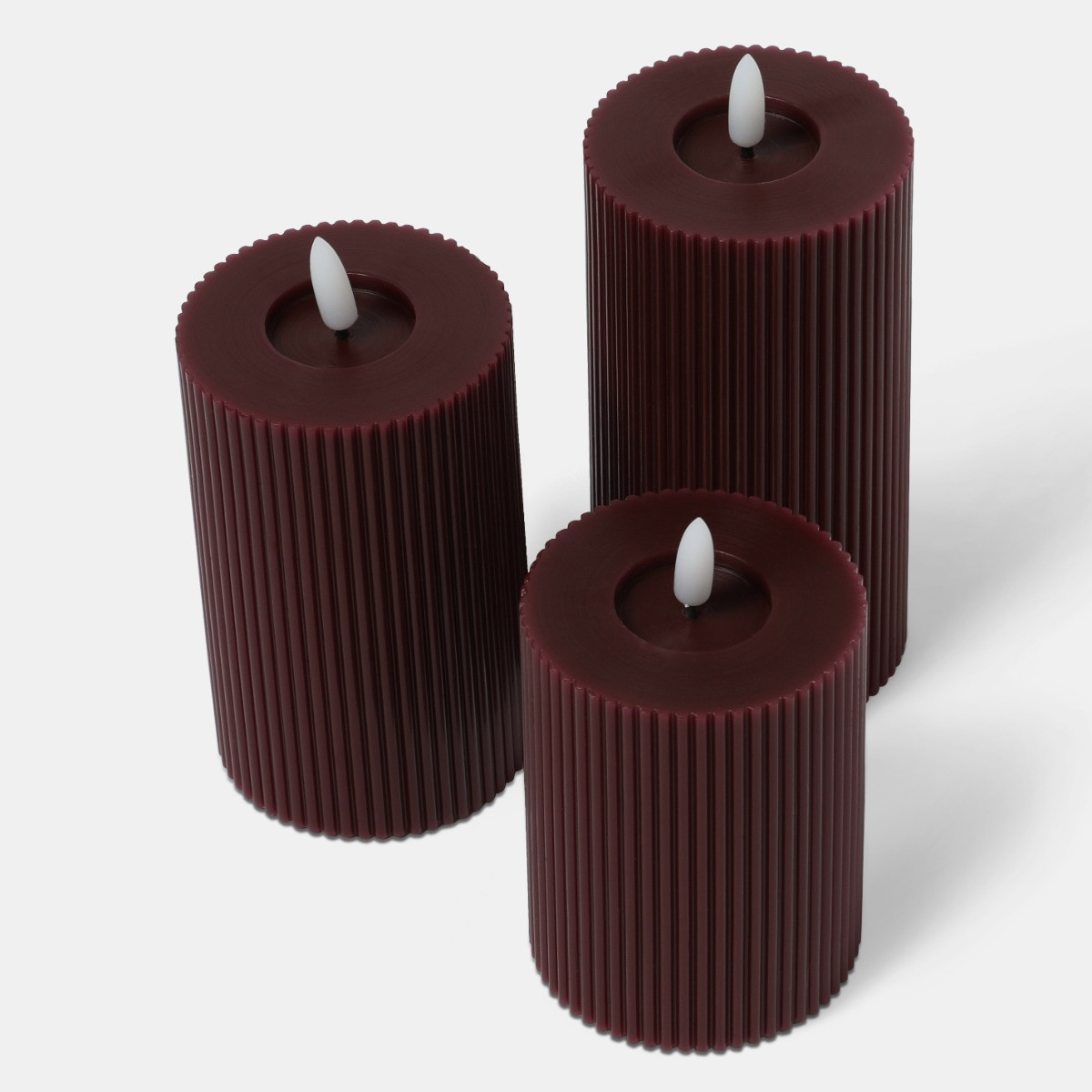 OHS LED Ribbed Candles, Berry - 3 Pack>