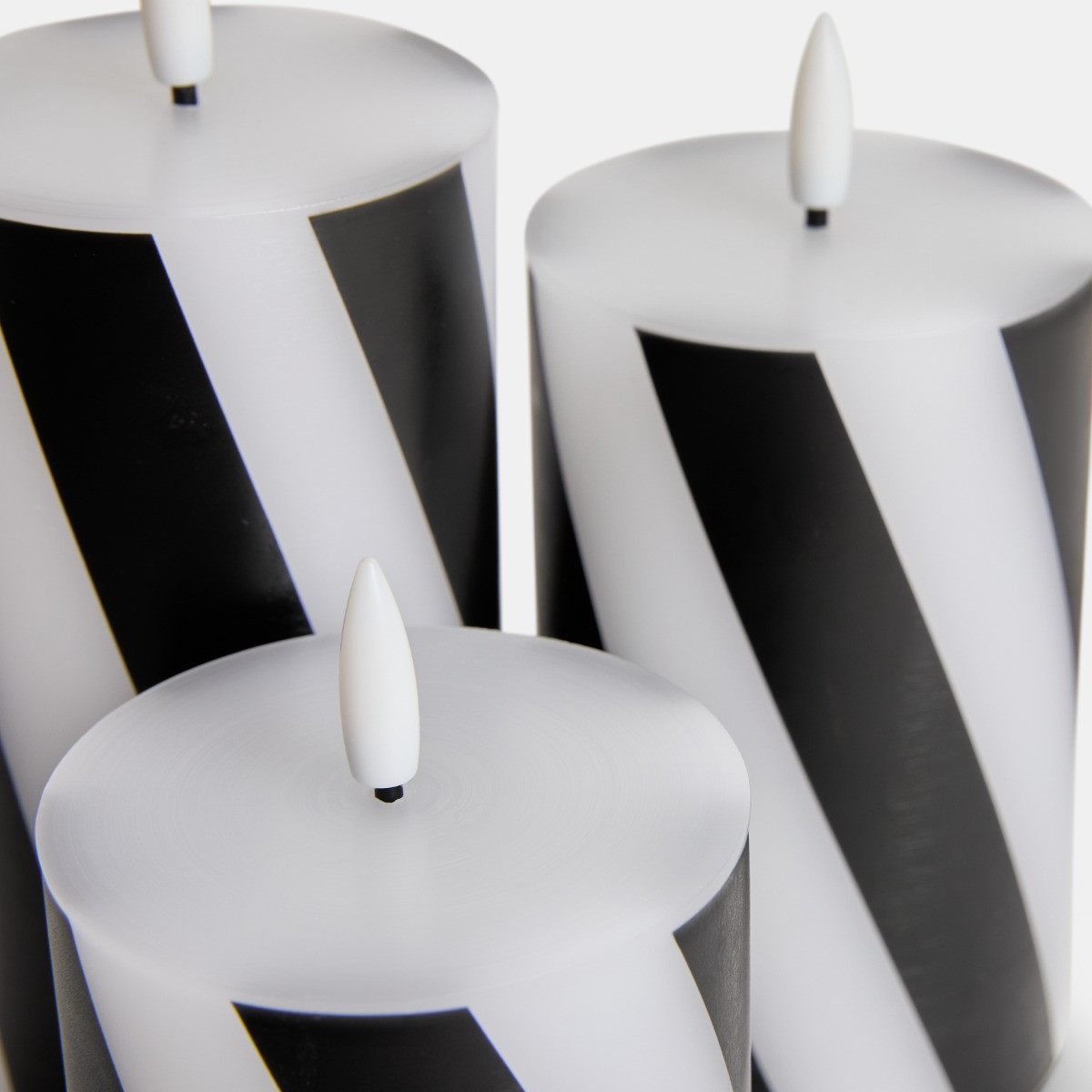 OHS 3 Pack Candy Stripe Print LED Candles - Monochrome>