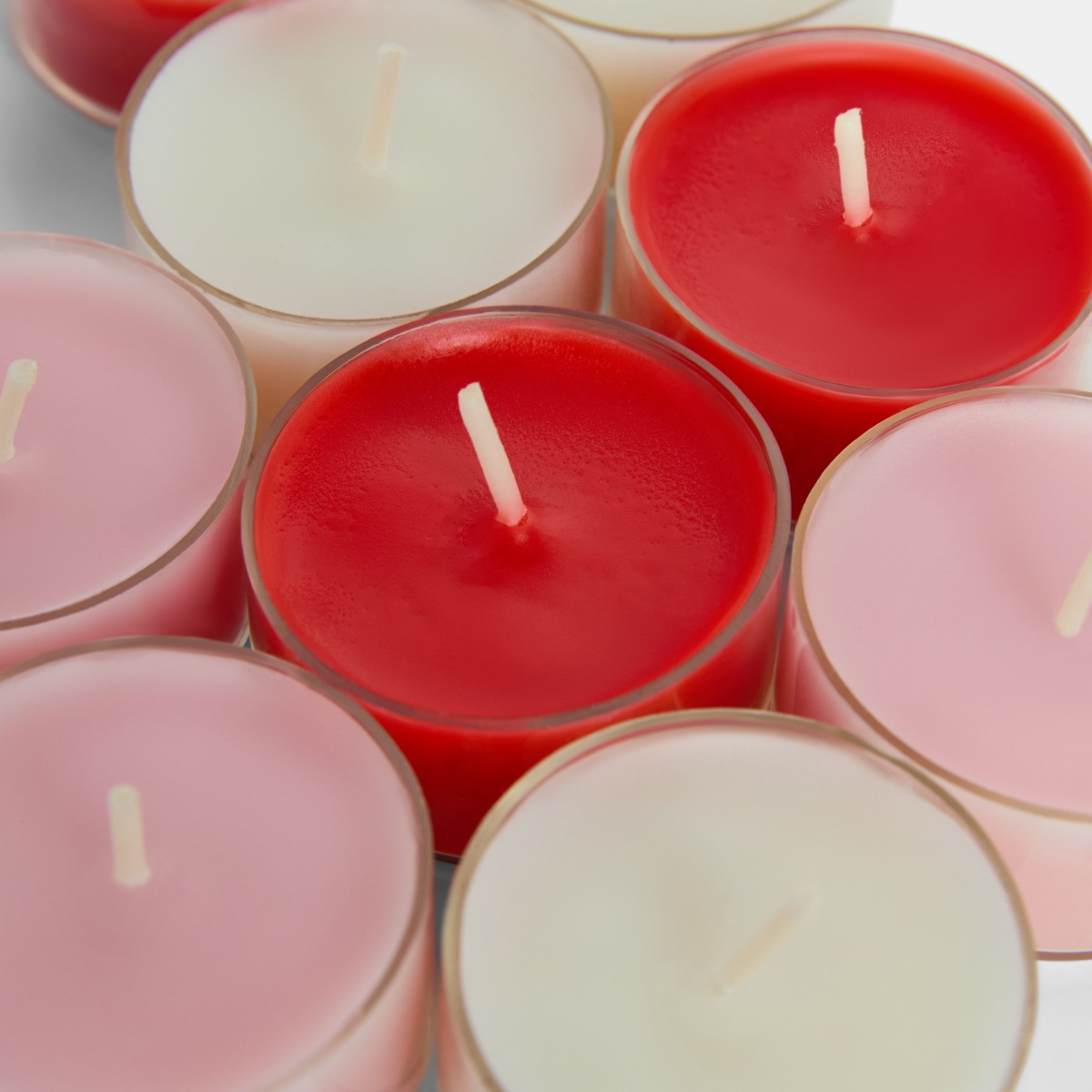 OHS 10 Bow Print Assorted Scented Tealights with Glass Handle Holder - Multi>