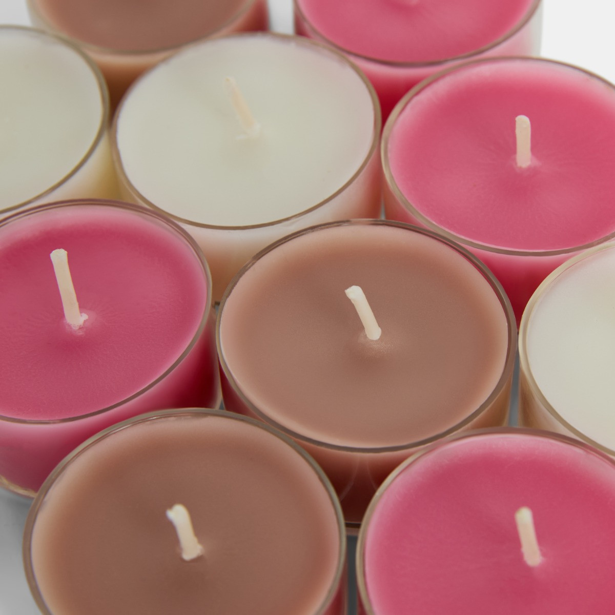 OHS 10 Gingerbread Man Print Assorted Scented Tealights with Glass Handle Holder - Natural>