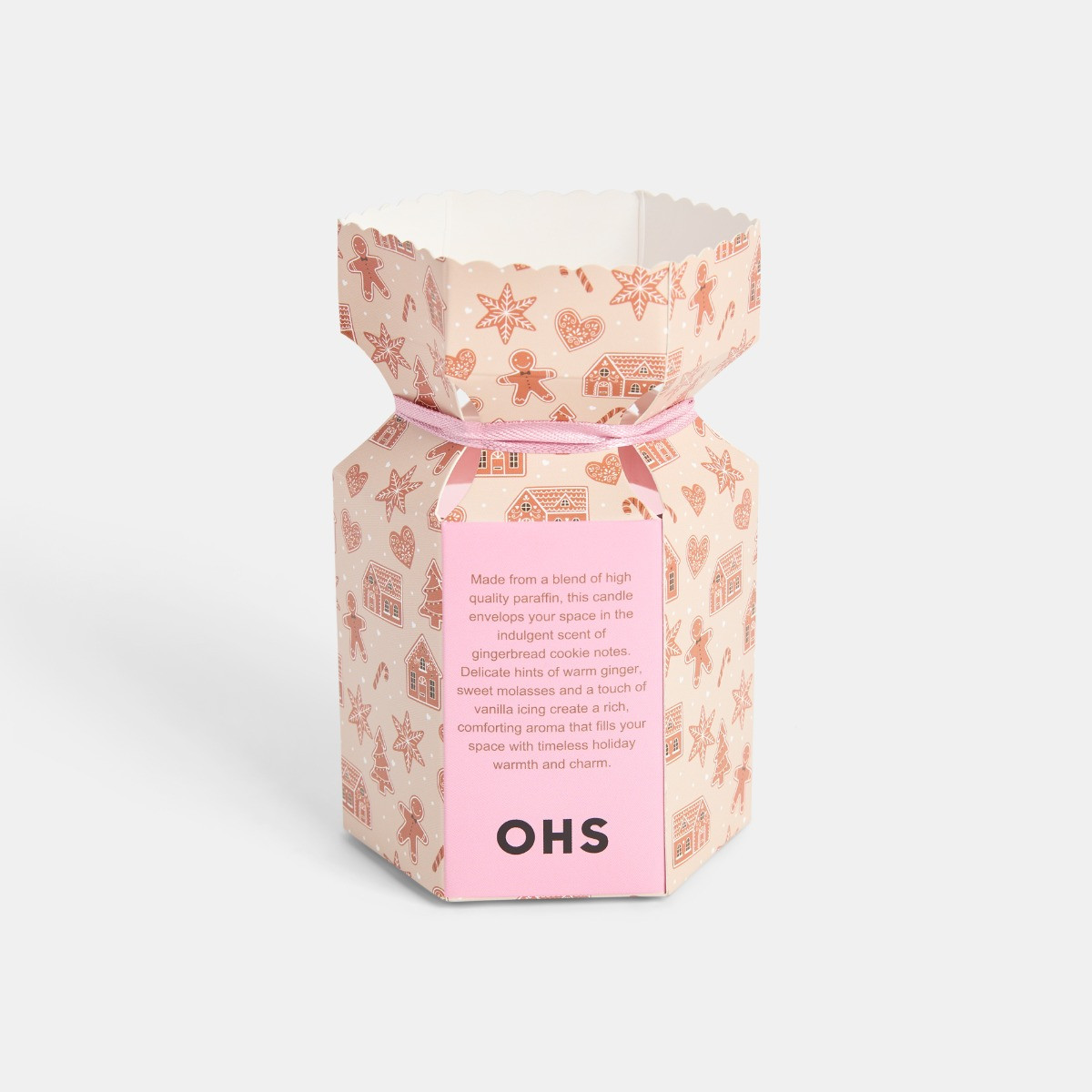 OHS Gingerbread Cookie Scented Glass Candle - Natural/Pink>