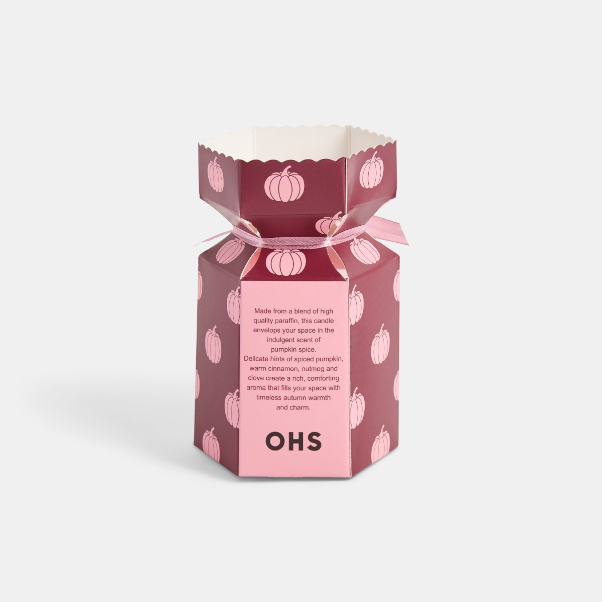 OHS Pumpkin Spice Scented Glass Candle - Burgundy>