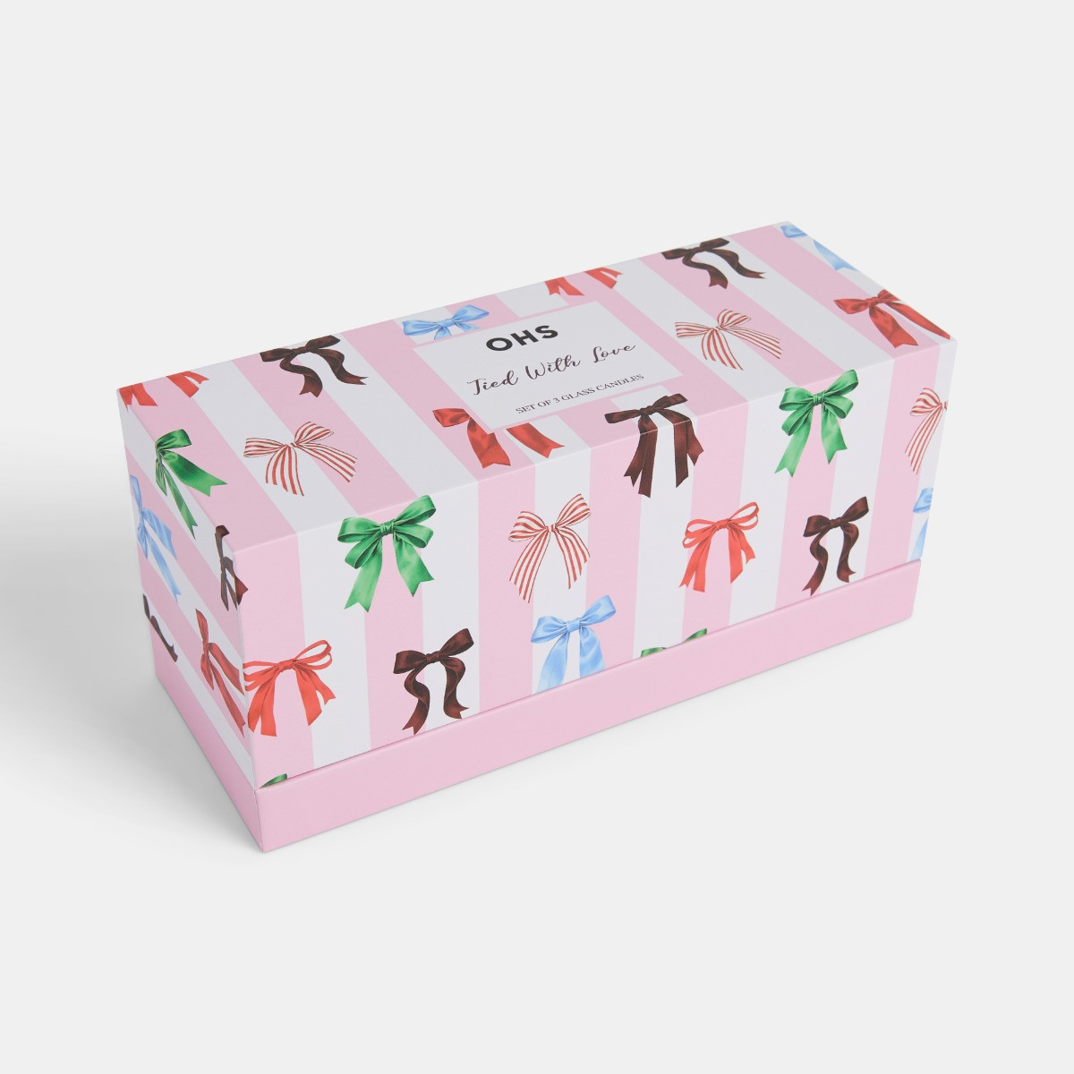 OHS 3 Glass Scented Candle Set, Bow Print - Multi>