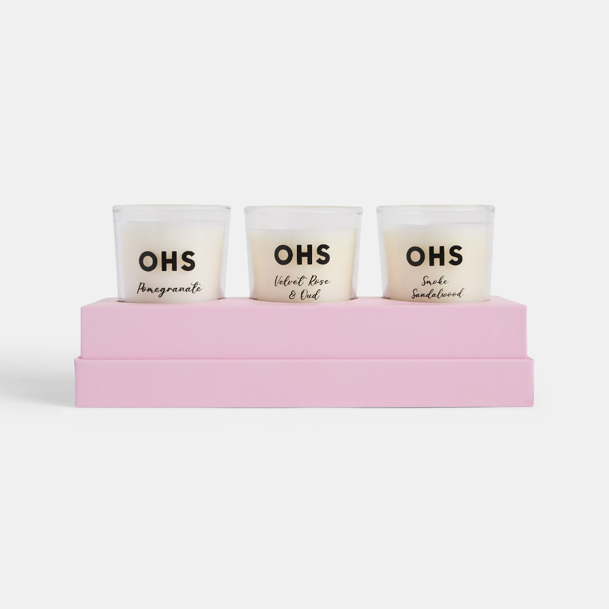 OHS 3 Glass Scented Candle Set, Bow Print - Multi>
