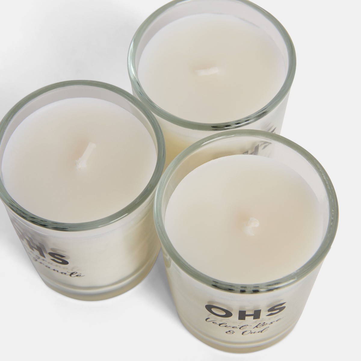 OHS 3 Glass Scented Candle Set, Bow Print - Multi>