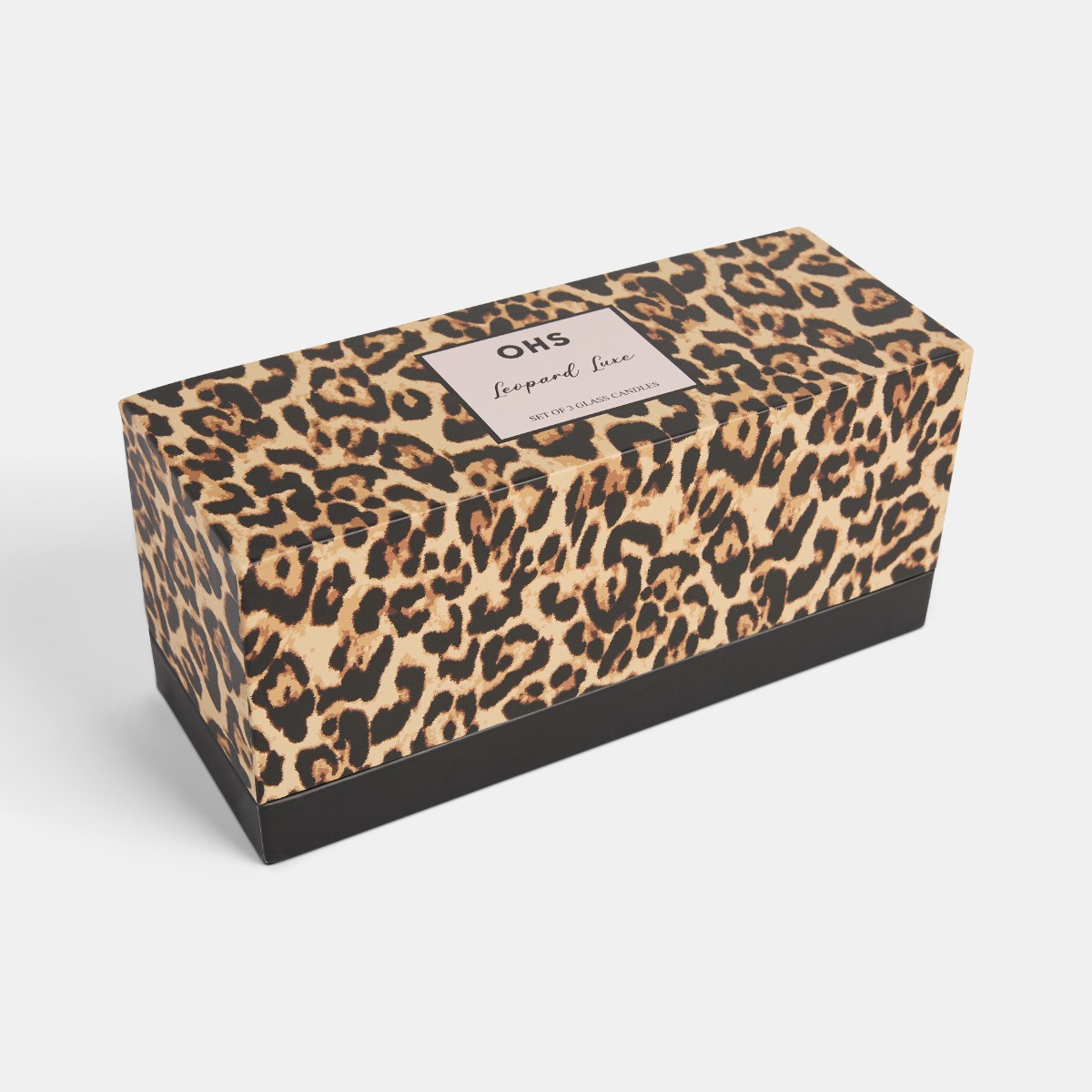 OHS 3 Glass Scented Candle Set, Leopard Print - Brown>