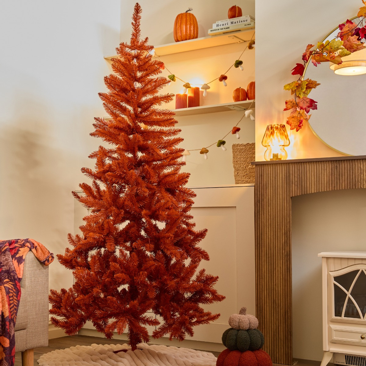 OHS Artificial Autumn / Christmas Tree, Rust - 6ft>