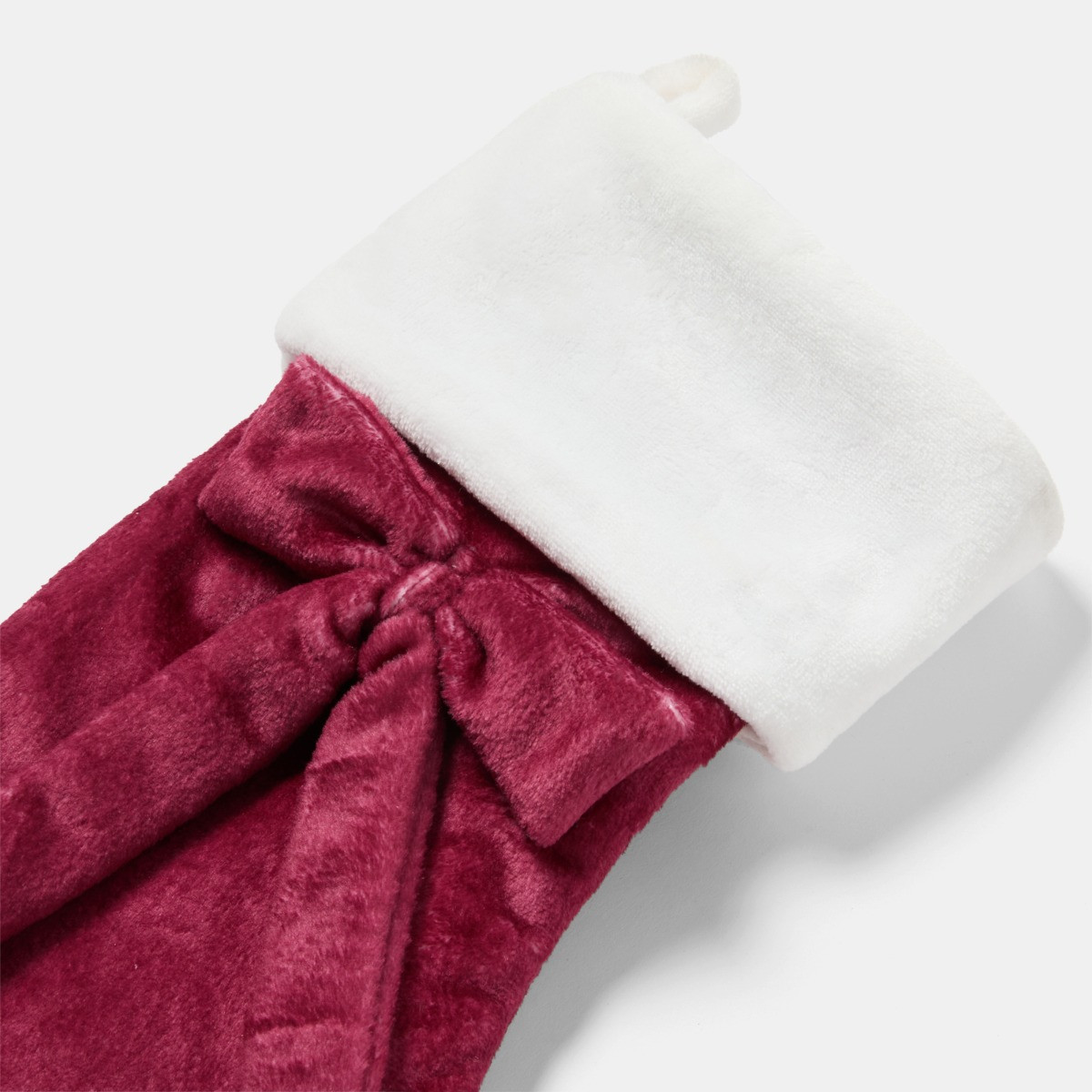 OHS Plush Bow Stocking - Burgundy>