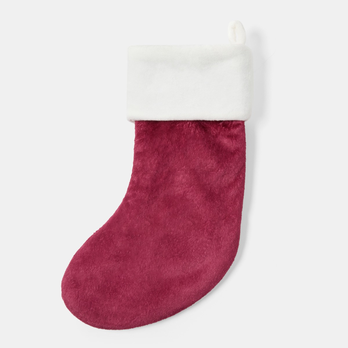 OHS Plush Bow Stocking - Burgundy>
