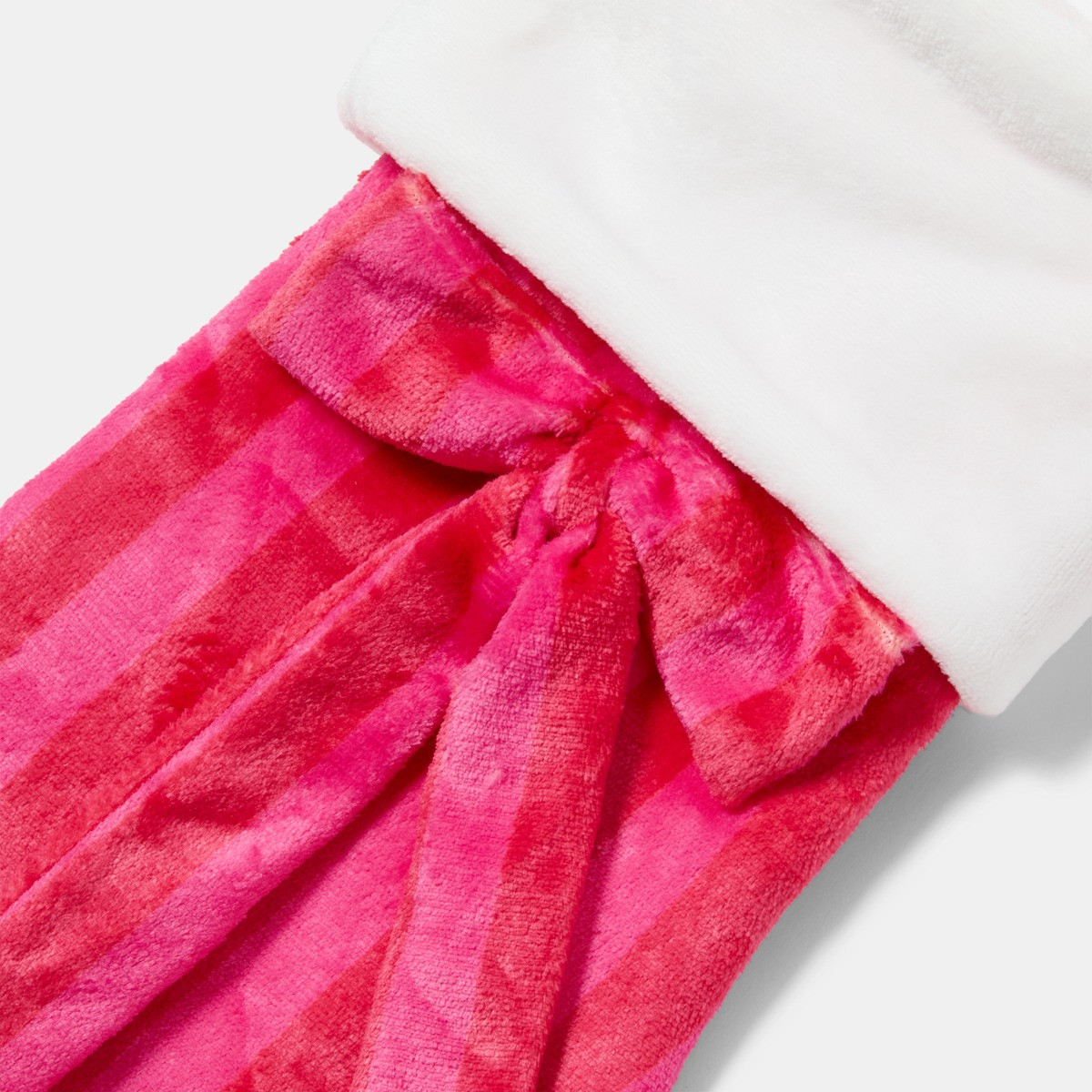 OHS Plush Bow Stripe Stocking - Hot Pink/Red>