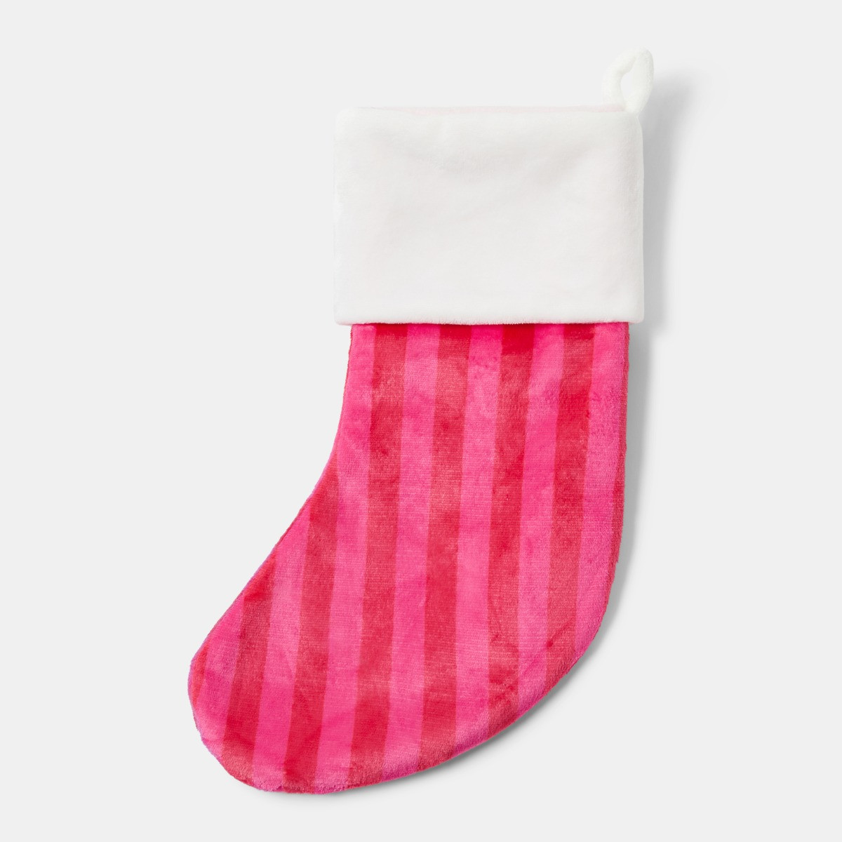 OHS Plush Bow Stripe Stocking - Hot Pink/Red>