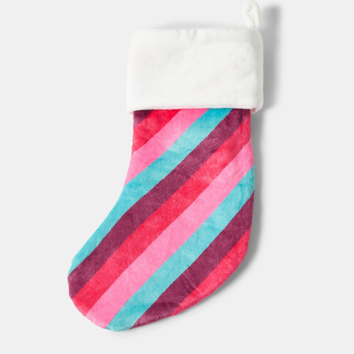 OHS Plush Bow Stripe Stocking - Multi>