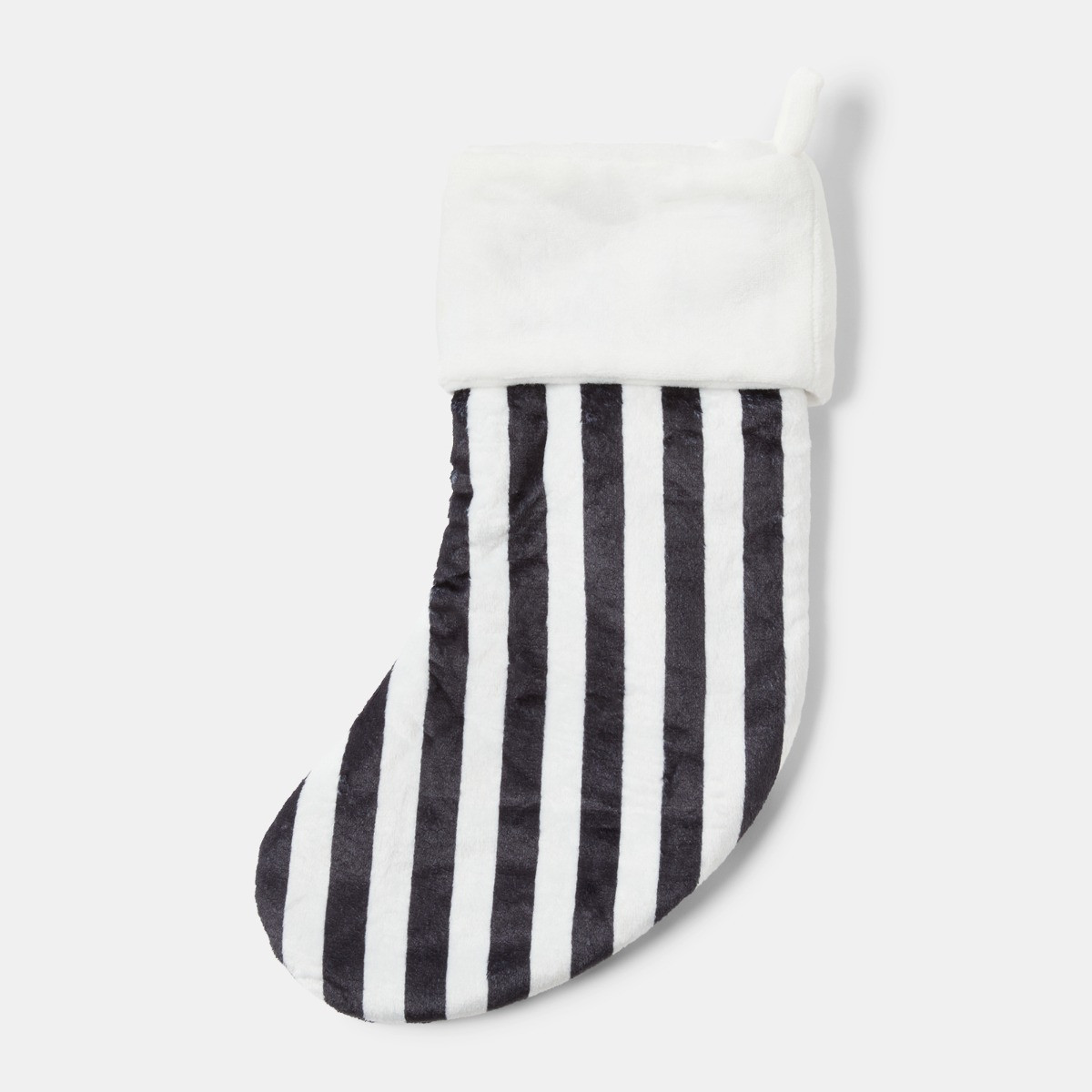 OHS Plush Bow Stripe Stocking - Monochrome>