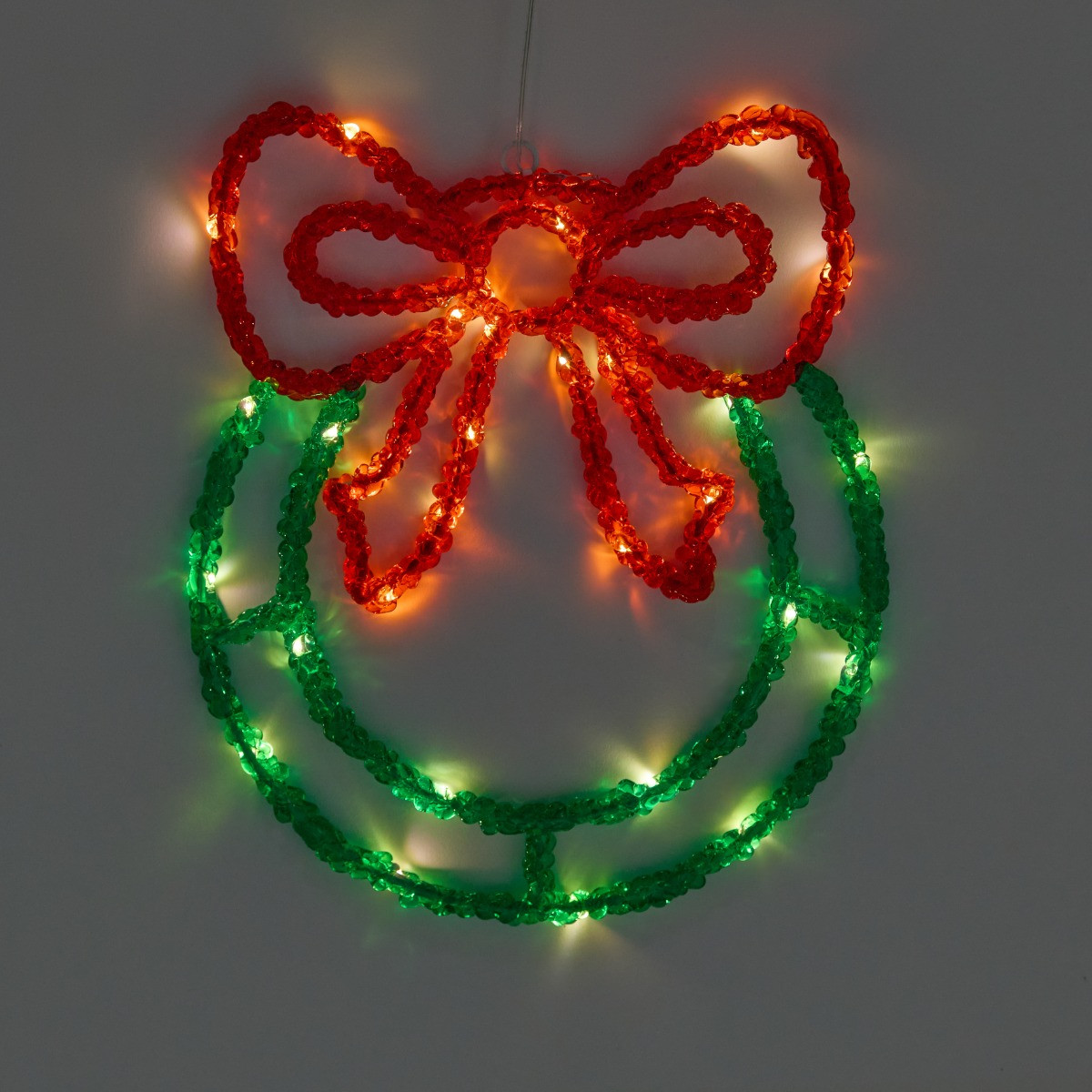 OHS LED Bow Wreath - Green/Red>