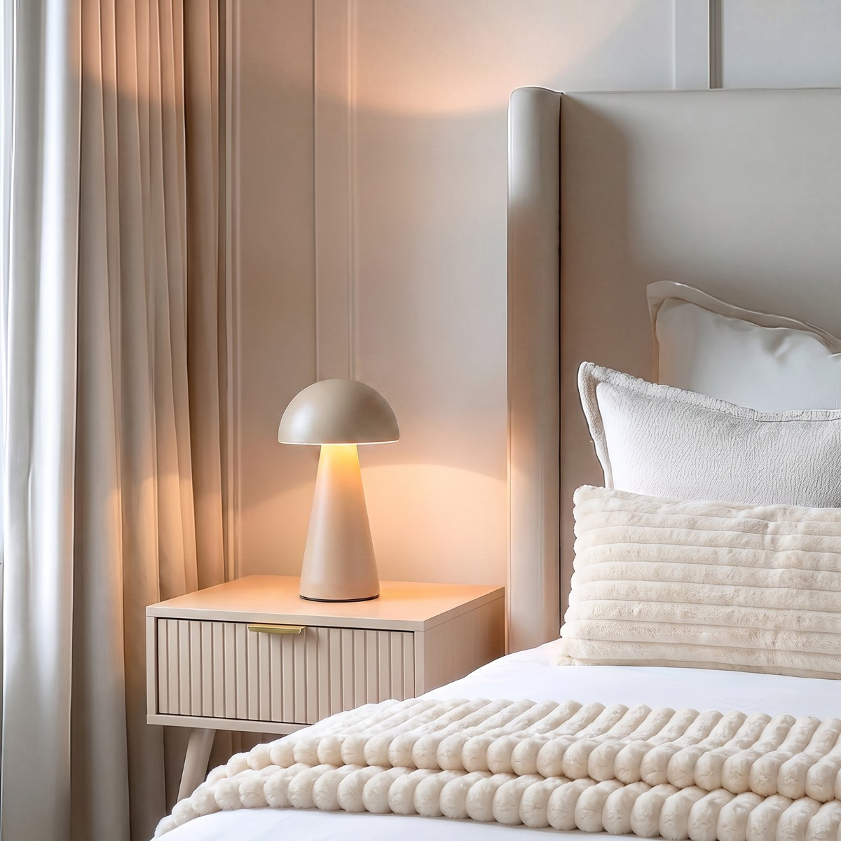 OHS Mushroom Rechargeable Table Lamp - Stone>
