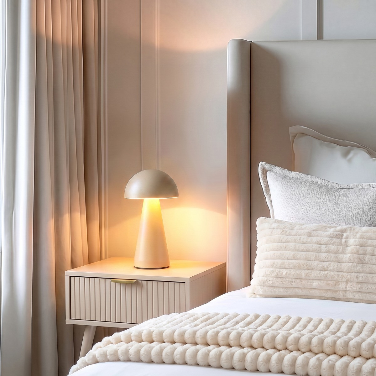 OHS Mushroom Rechargeable Table Lamp - Stone>