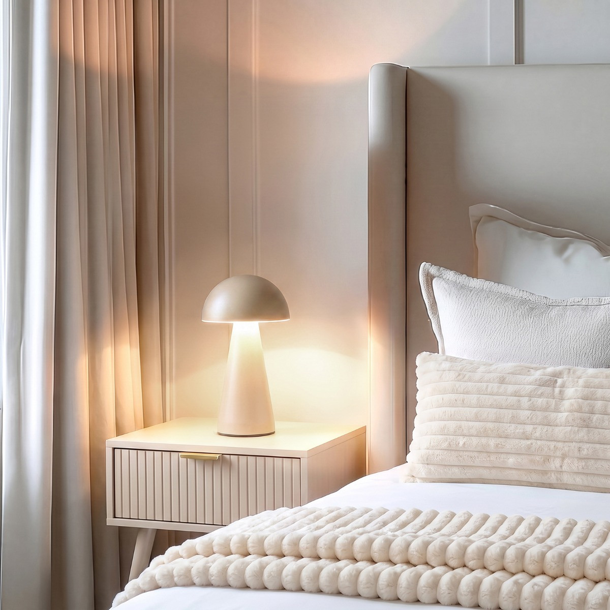 OHS Mushroom Rechargeable Table Lamp - Stone>